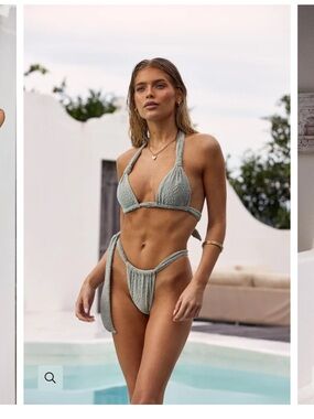 Sage Green Knit Halter Bikini Set - Somerfield Swim